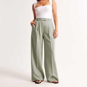 Abercrombie Women's Sage Green Wide-Leg Pants